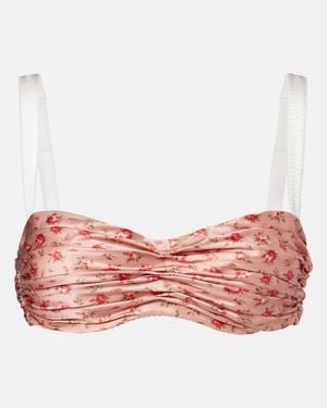 Dolce & Gabbana Bedruckter Bh Aus Seidensatin - Rot