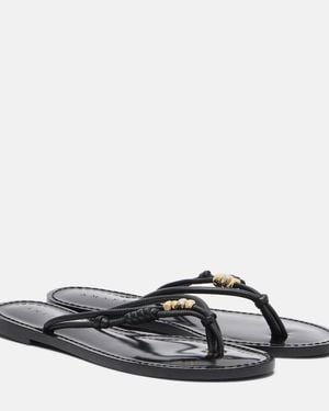 Amanu Shela Leather Thong Sandals - Brown