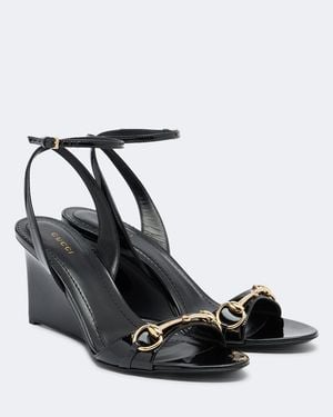 Gucci Sandalias Con Cuna Donna De Charol - Negro