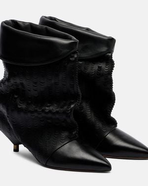 Isabel Marant Edrika 45 Laser-Cut Leather Ankle Boots - Black