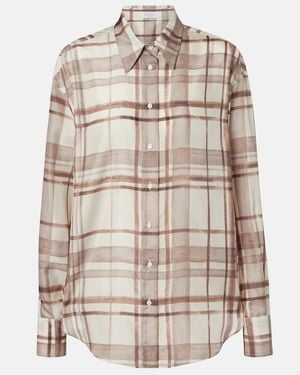Brunello Cucinelli Checked Silk Shirt - Natural