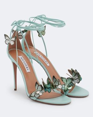 Aquazzura Papillon Applique Leather Sandals - Blue