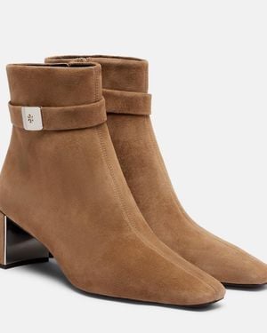 Tory Burch Georgia T Monogram Suede Ankle Boots - Brown