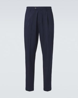 Eleventy Wool-Blend Straight Pants - Blue
