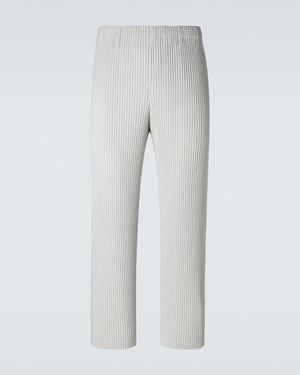 Homme Plissé Issey Miyake Basics Pleated Straight Trousers - Grey