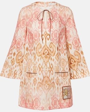 Zimmermann Aster Printed Linen Beach Dress - Pink