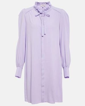 Dorothee Schumacher Modern Flow Tie-Neck Minidress - Purple