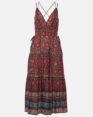 Ulla Johnson Rosa Printed Cotton-Blend Midi Dress - Red