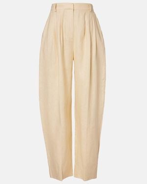 Posse Rio Pleated Linen Barrel-Leg Pants - Natural
