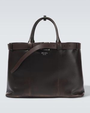 Prada Tote Bag Buckle Aus Leder - Schwarz