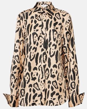 Sportmax Armony Leopard-Print Silk Top - Brown