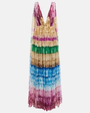 Valentino Silk V-neck Maxi Gown - White
