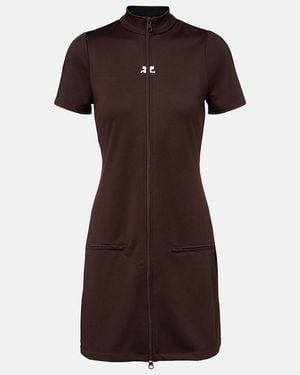 Courreges Interlock Jersey Zip-Up Minidress - Brown