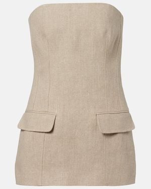 TOTEME Strapless Linen Bustier Top - Natural