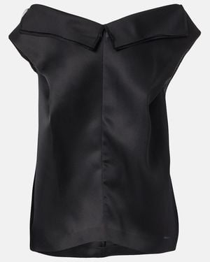KHAITE Selly Off-Shoulder Silk Gazar Top - Black