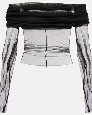 Christopher Esber Sheer Off-The-Shoulder Silk Top - Black