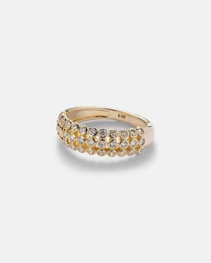STONE AND STRAND Bold Lattice 14Kt Ring With Diamonds - White