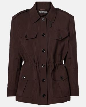 Tom Ford Leather-Trimmed Field Jacket - Brown