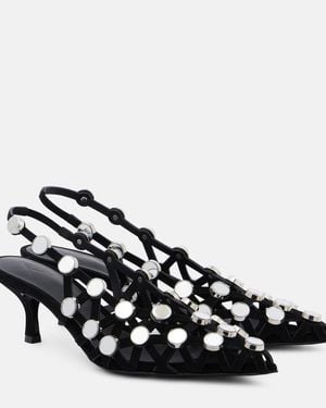 The Attico Embellished Leather Mules - Black