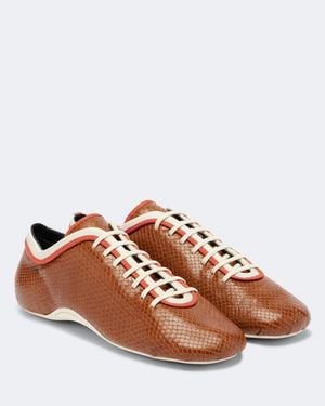Dries Van Noten Snake-Effect Leather Trainers - Brown