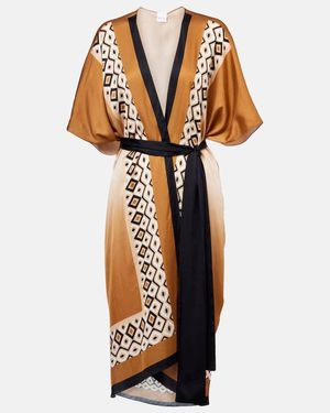 Max Mara Cover-Up Dany De Saten Estampado - Metálico