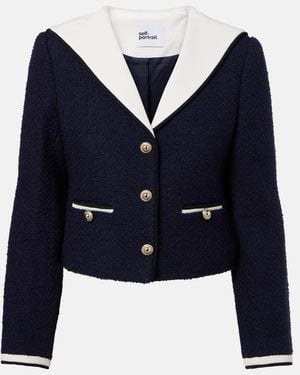 Self-Portrait Jacket With Collar - Blue