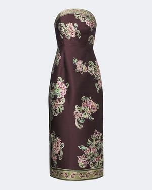 ALÉMAIS Josie Floral Strapless Bustier Dress - Brown