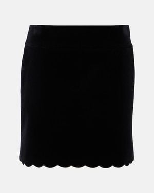 Chloé Scalloped Cotton Velvet Miniskirt - Black