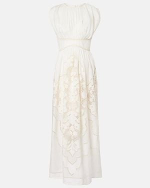 Zimmermann Daylight Embroidered Linen Maxi Dress - White