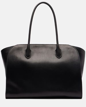 The Row Marlo 14 Leather Tote Bag - Black