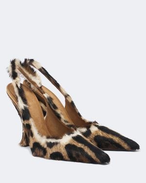 Dolce & Gabbana Leopard-Print Calf Hair Slingback Pumps - Brown