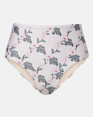 Agua Bendita Slip Bikini Con Stampa Floreale - Bianco