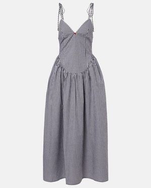 Bananhot Paloma Gingham Cotton Poplin Maxi Dress - Gray