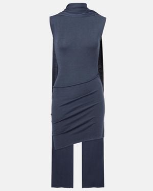 AYA MUSE Solar Scarf-Detail Silk-Blend Minidress - Blue