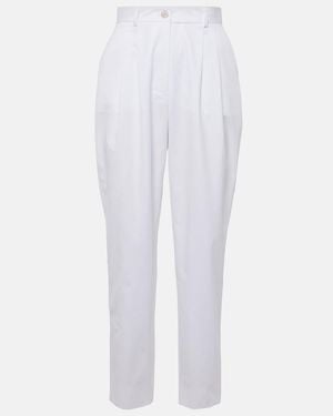 Dolce & Gabbana High-Rise Cotton Straight Trousers - White