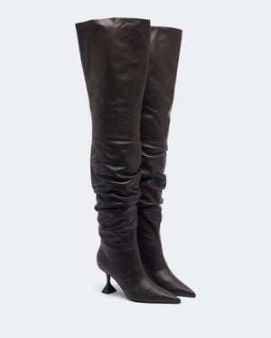 AMINA MUADDI Olivia Leather Over-The-Knee Boots - Black