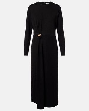 Vince Draped Wool-Blend Midi Dress - Black