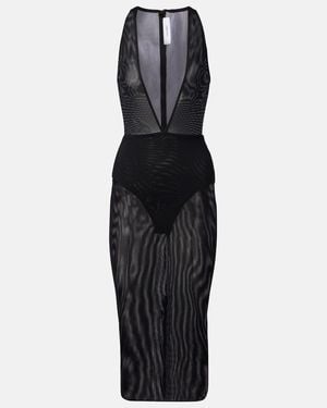 Alex Perry Sheer Midi Dress - Black