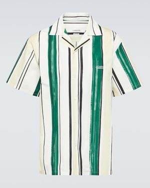 Lanvin Striped Cotton Bowling Shirt - Blue