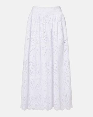 Etro Broderie Anglaise Cotton-Blend Midi Skirt - White