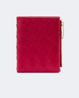 Bottega Veneta Portemonnaie Intrecciato Small Aus Leder - Rot