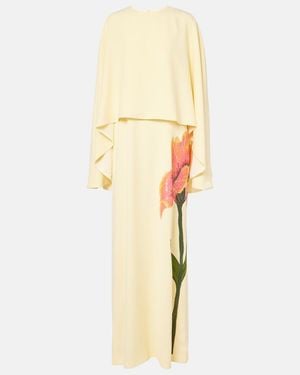 Costarellos Meena Floral Crepe Gown - Metallic