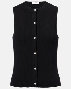 Vince Ribbed-Knit Cotton Top - Black