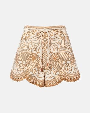 Zimmermann Como Embroidered Cotton Shorts - Natural