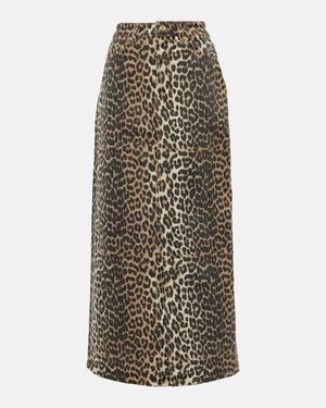 Ganni Denim Maxi Skirt - Brown