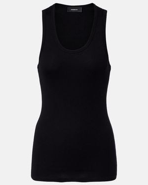 Wardrobe NYC Ribbed-Knit Cotton Jersey Tank Top - Black