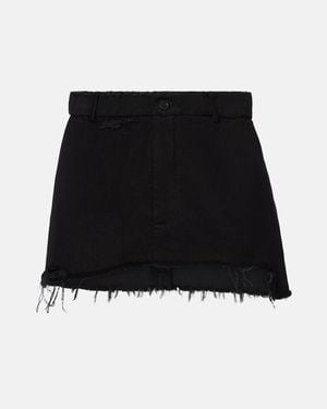 Balenciaga Distressed Denim Miniskirt - Black