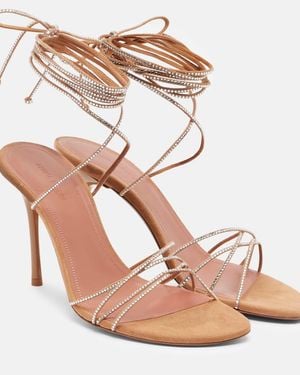 AMINA MUADDI Lori 95 Embellished Suede Sandals - Pink