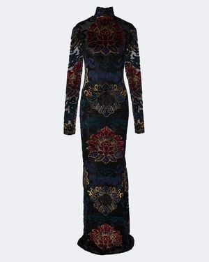 Etro Embroidered Velvet Gown - Black