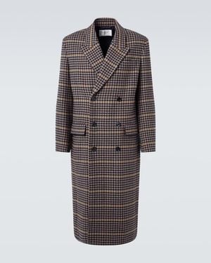 Saint Laurent Houndstooth Wool Overcoat - Brown